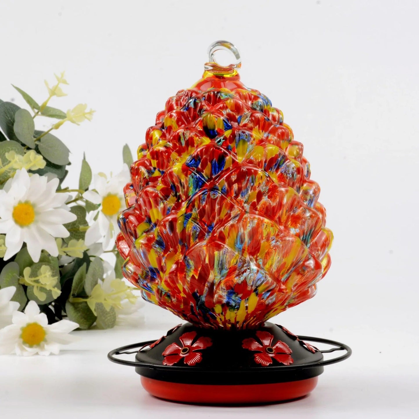 Sherum Hand Blown Glass Hummingbird Feeder - 34 Ounces