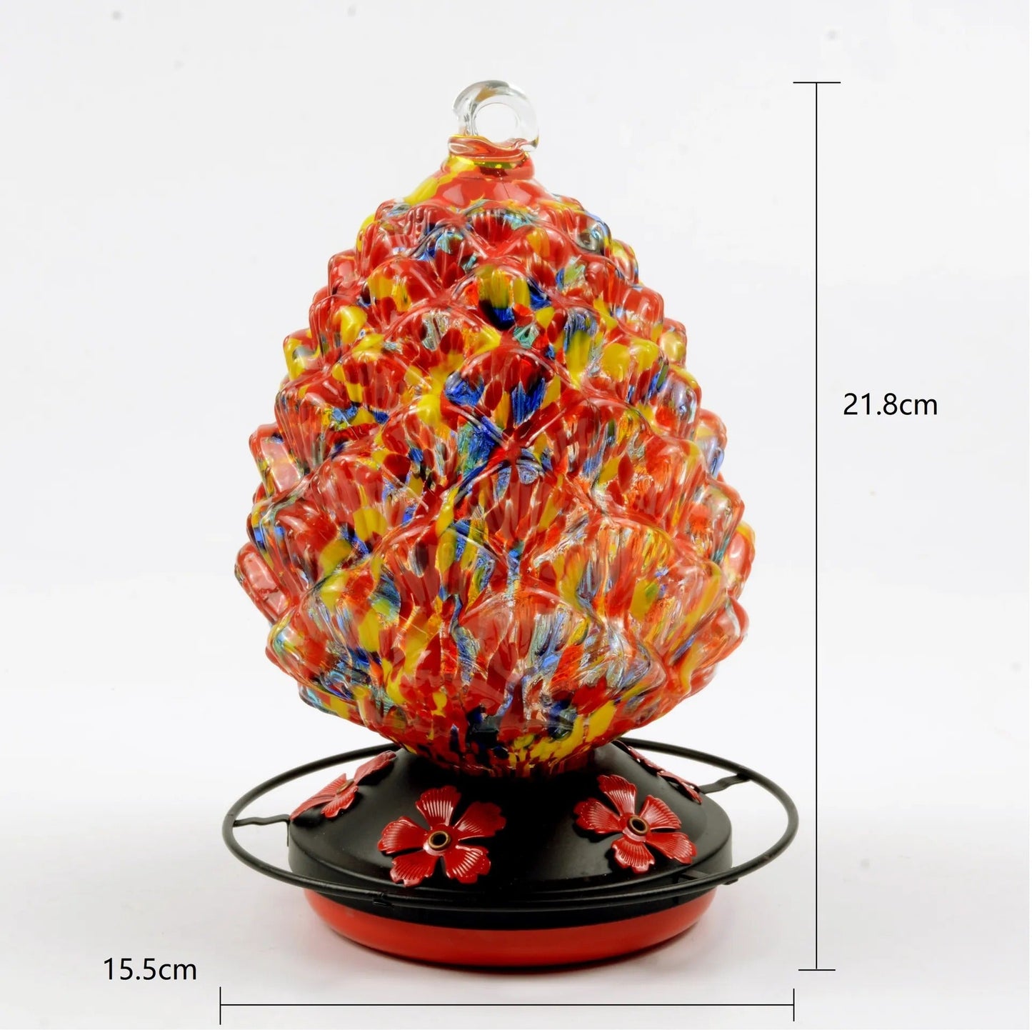 Sherum Hand Blown Glass Hummingbird Feeder - 34 Ounces