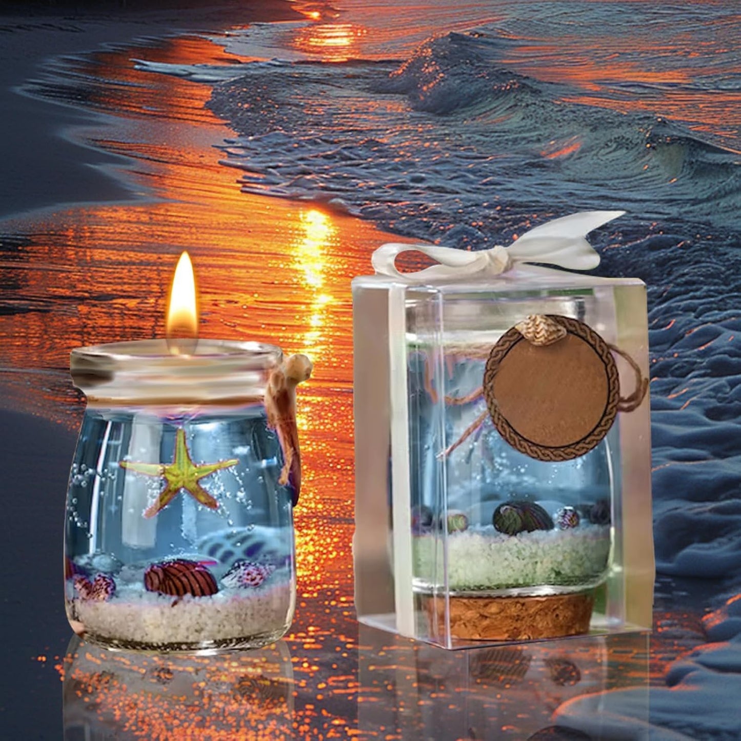 Sherum Ocean Theme Blue Purple Pink Gel Candle