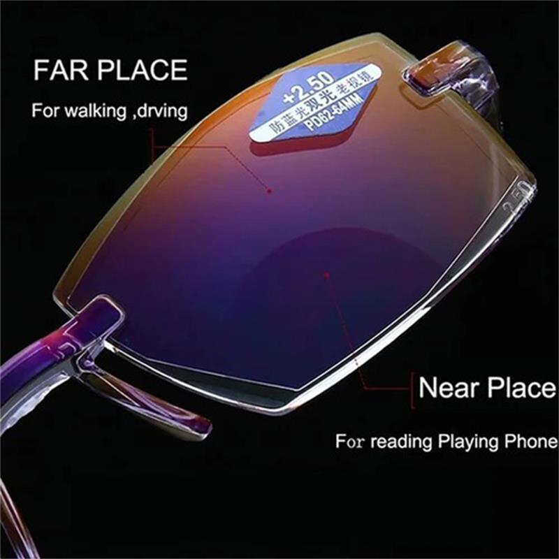Sherum Sapphire High Hardness Anti Blue Light Intelligent Dual Focus Reading Glasses